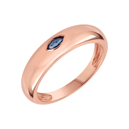 Marquise Blue Sapphire Dome Ring - Lotus Diamond
