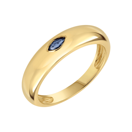 Marquise Blue Sapphire Dome Ring - Lotus Diamond