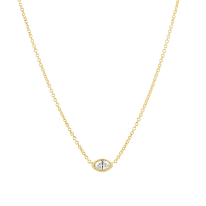 Marquise Diamond Solitaire Necklace - Lotus Diamond