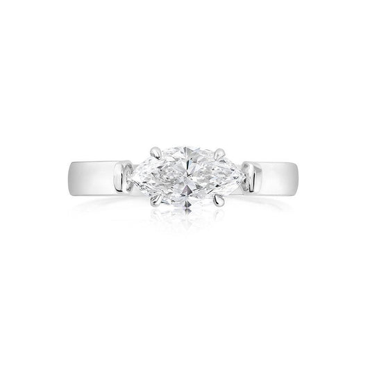 Marquise - shape Lab grown Diamond 18K ring setting - Lotus Diamond