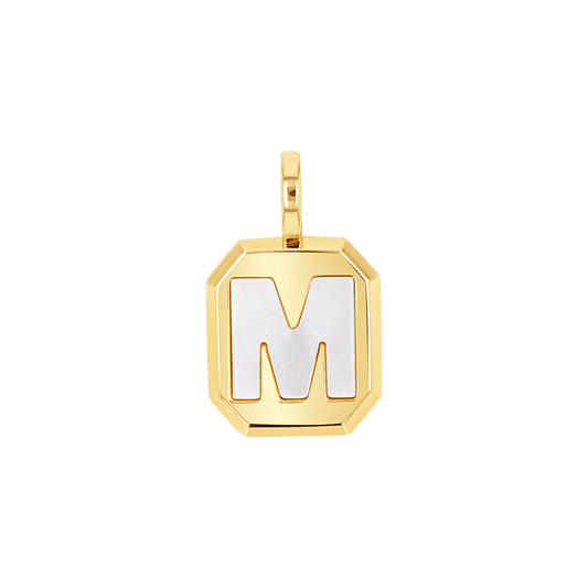Mega Mother of Pearl Initial Charm - Lotus Diamond