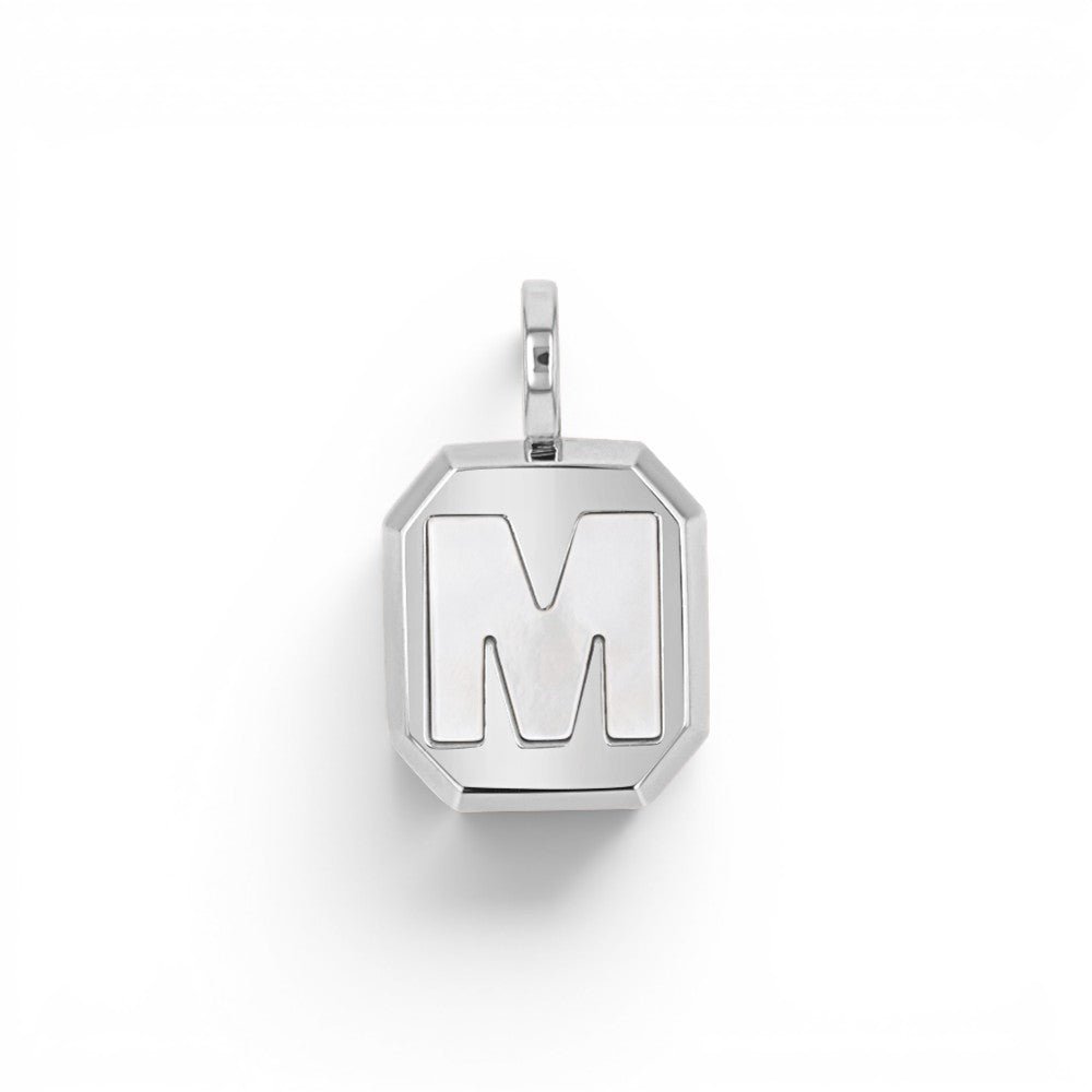 Mega Mother of Pearl Initial Charm - Lotus Diamond