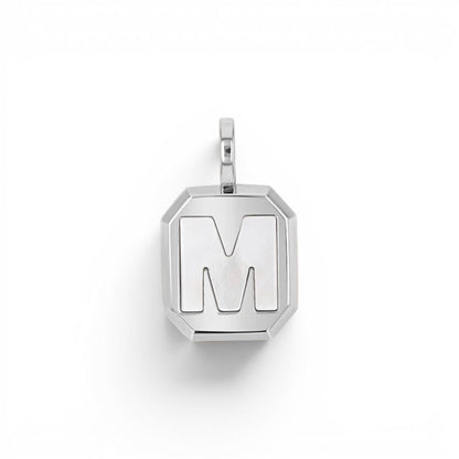 Mega Mother of Pearl Initial Charm - Lotus Diamond