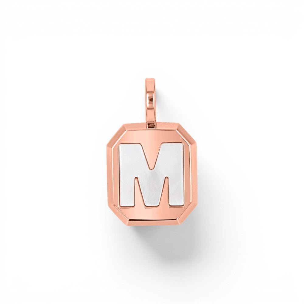 Mega Mother of Pearl Initial Charm - Lotus Diamond