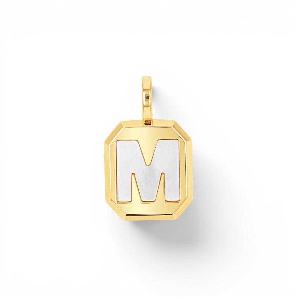 Mega Mother of Pearl Initial Charm - Lotus Diamond