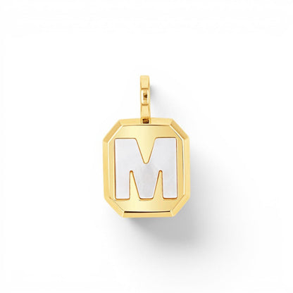 Mega Mother of Pearl Initial Charm - Lotus Diamond