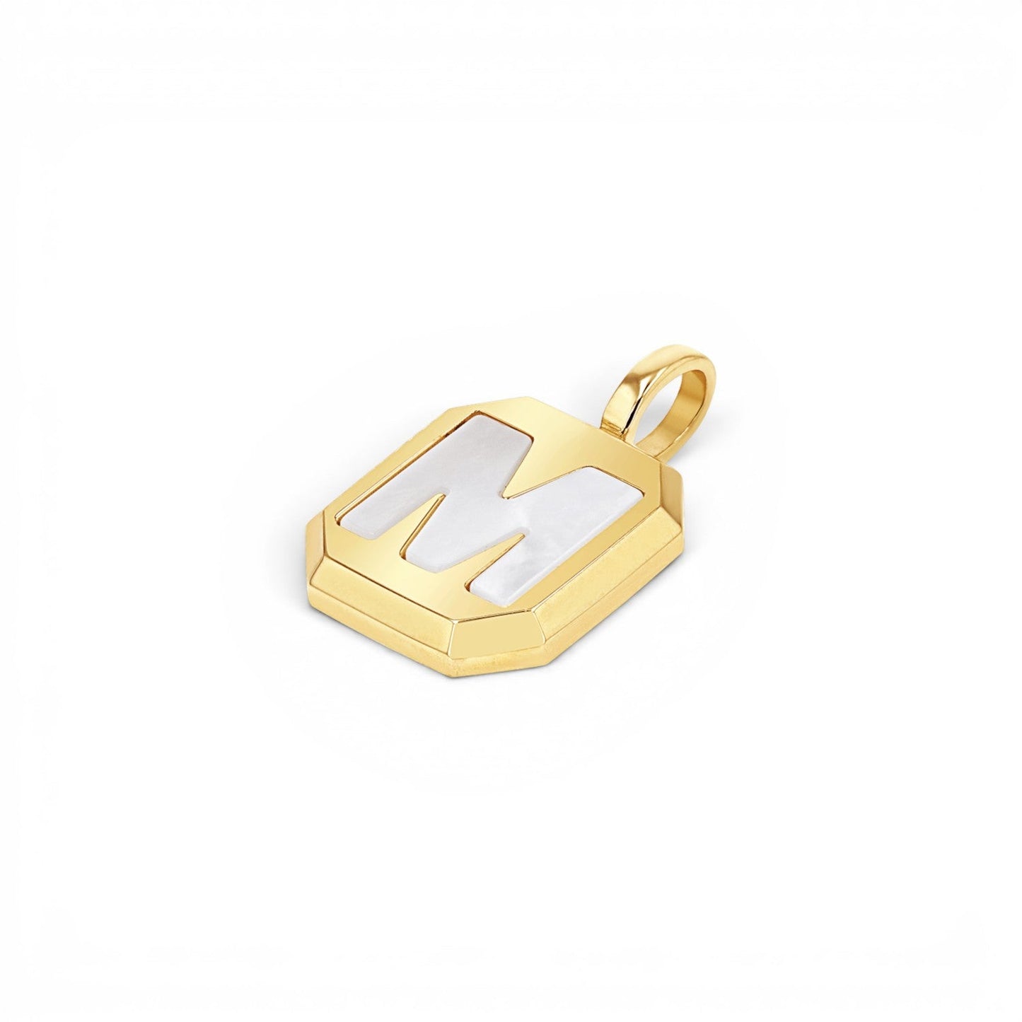 Mega Mother of Pearl Initial Charm - Lotus Diamond