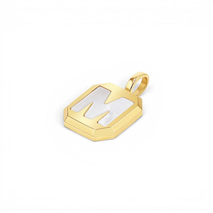 Mega Mother of Pearl Initial Charm - Lotus Diamond