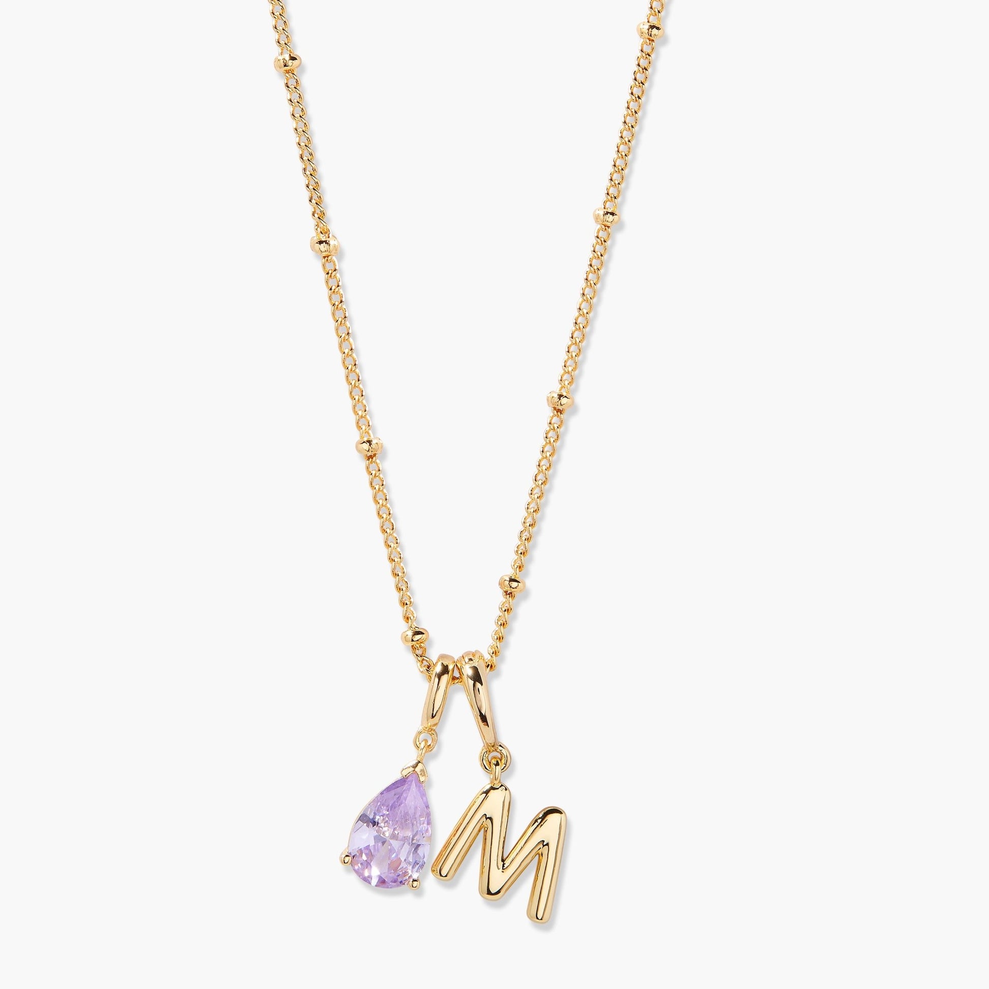 Melrose Birthstone Initial Necklace - Lotus Diamond