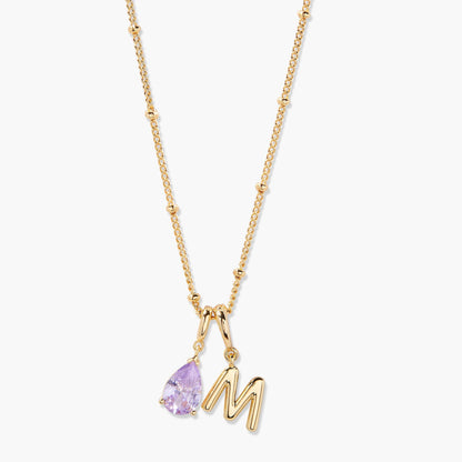 Melrose Birthstone Initial Necklace - Lotus Diamond