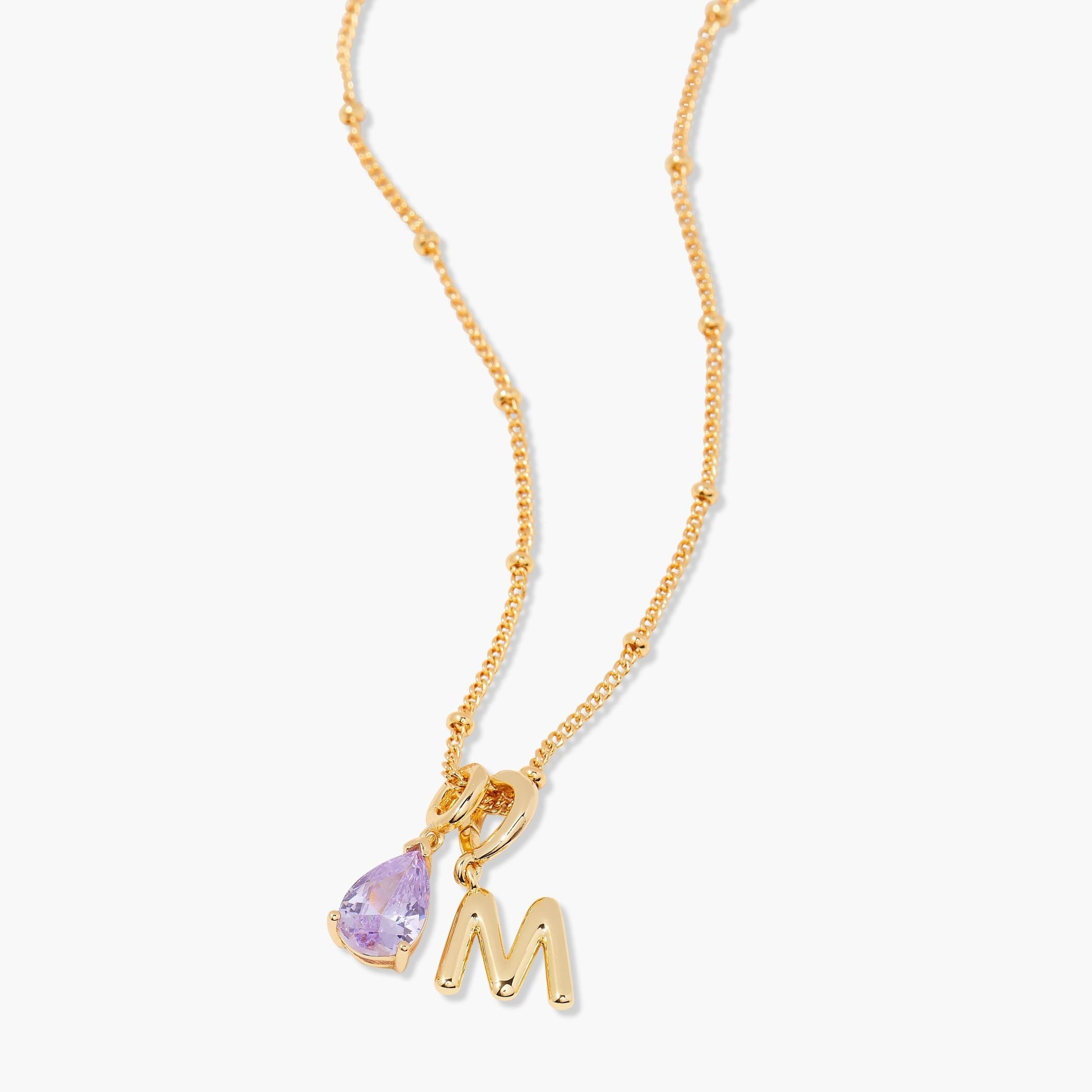 Melrose Birthstone Initial Necklace - Lotus Diamond