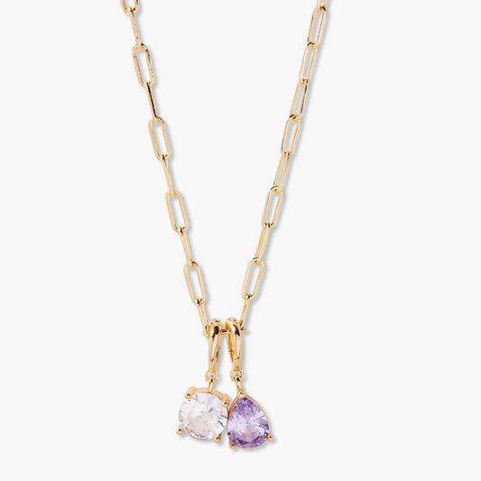 Melrose Two Birthstone Necklace - Lotus Diamond