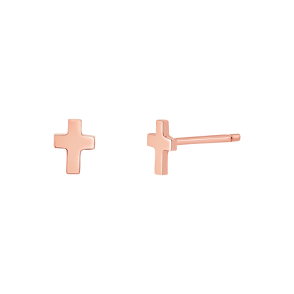 Mini Cross Stud Earrings - Lotus Diamond