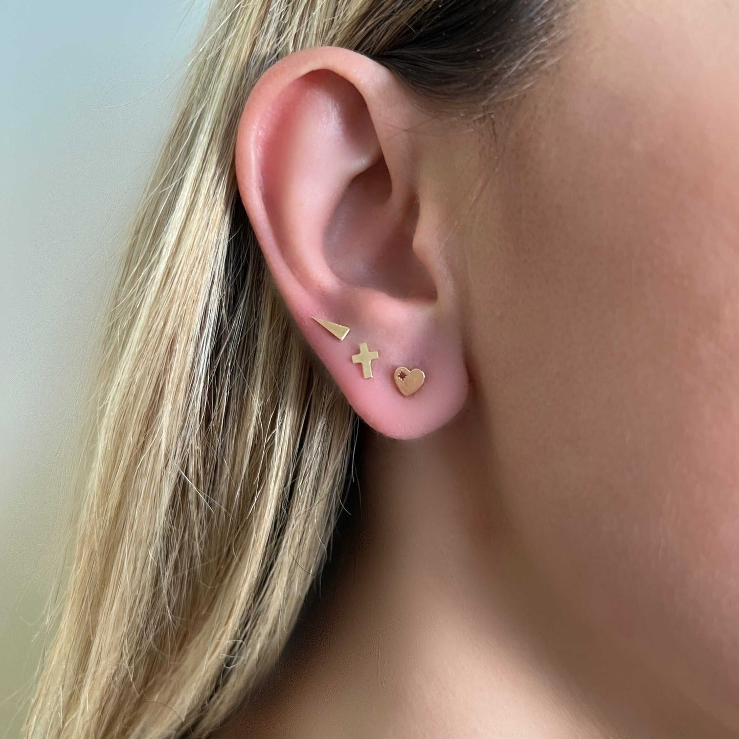 Mini Cross Stud Earrings - Lotus Diamond
