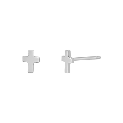Mini Cross Stud Earrings - Lotus Diamond