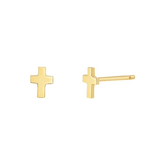 Mini Cross Stud Earrings - Lotus Diamond