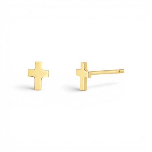 Mini Cross Stud Earrings - Lotus Diamond