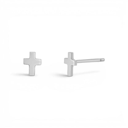 Mini Cross Stud Earrings - Lotus Diamond