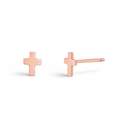 Mini Cross Stud Earrings - Lotus Diamond
