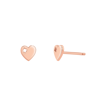 Mini Heart Stud Earrings - Lotus Diamond