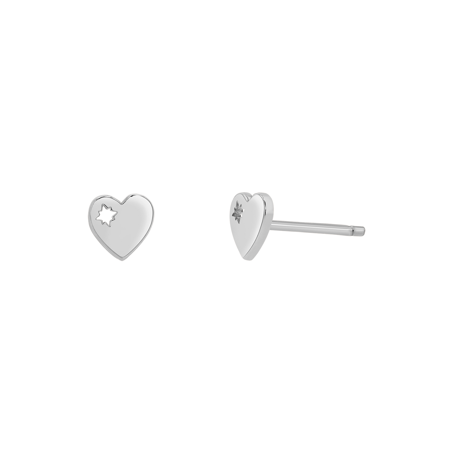 Mini Heart Stud Earrings - Lotus Diamond