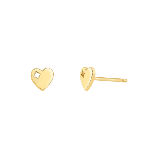 Mini Heart Stud Earrings - Lotus Diamond