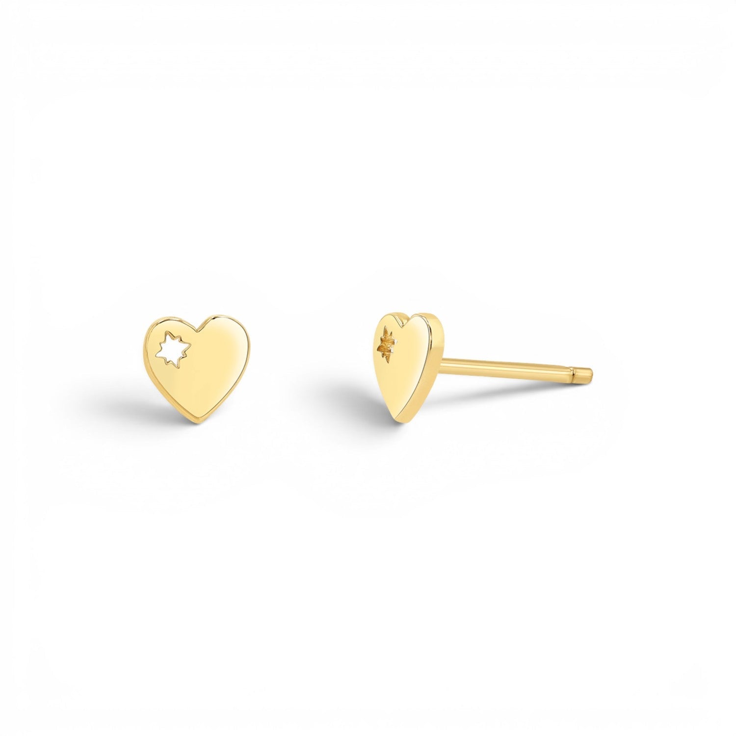 Mini Heart Stud Earrings - Lotus Diamond