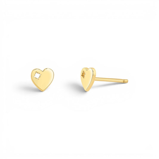 Mini Heart Stud Earrings - Lotus Diamond