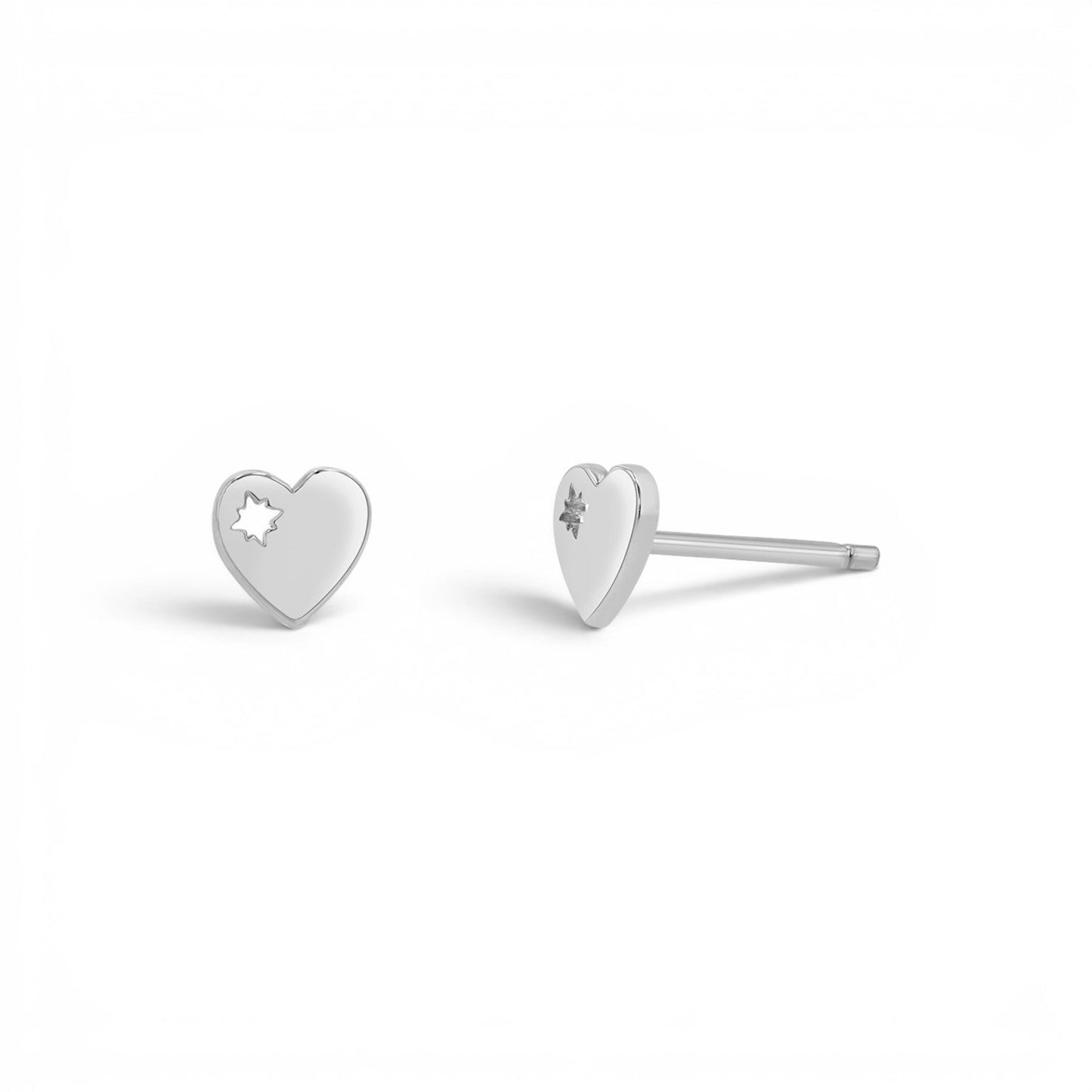 Mini Heart Stud Earrings - Lotus Diamond