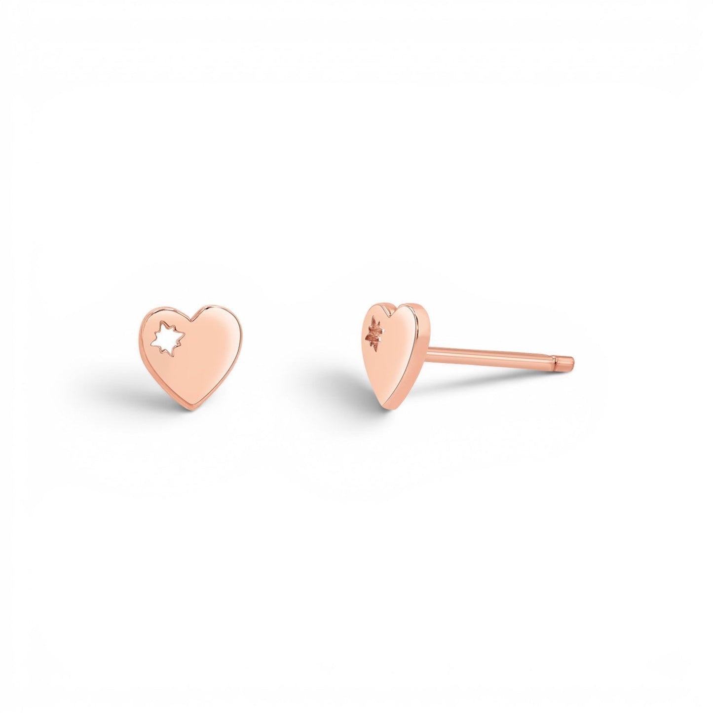 Mini Heart Stud Earrings - Lotus Diamond