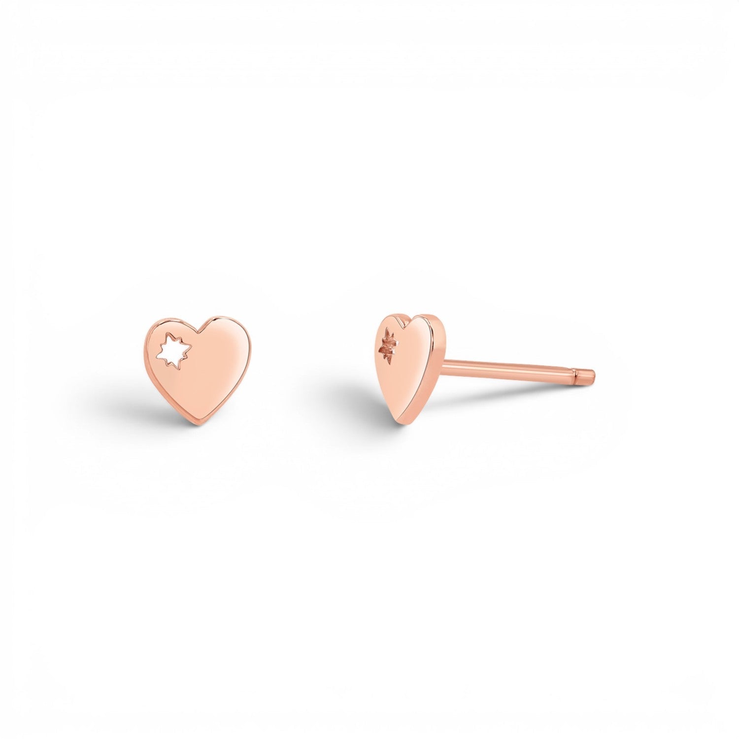 Mini Heart Stud Earrings - Lotus Diamond