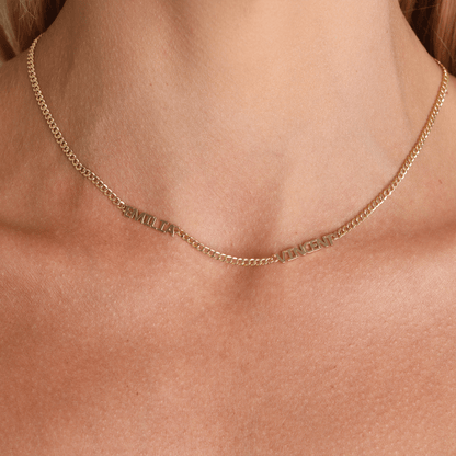 Mini Name Cuban Chain Necklace - Lotus Diamond