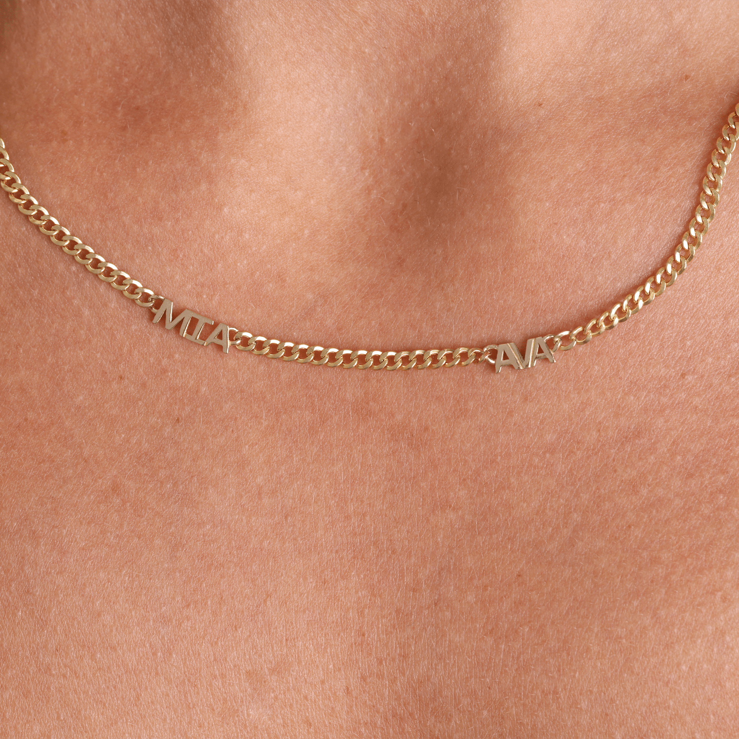 Mini Name Cuban Chain Necklace - Lotus Diamond