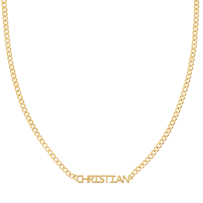 Mini Single Name Cuban Chain Necklace - Lotus Diamond