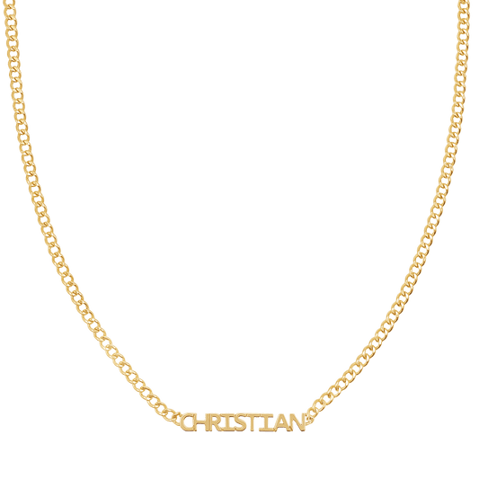 Mini Single Name Cuban Chain Necklace - Lotus Diamond