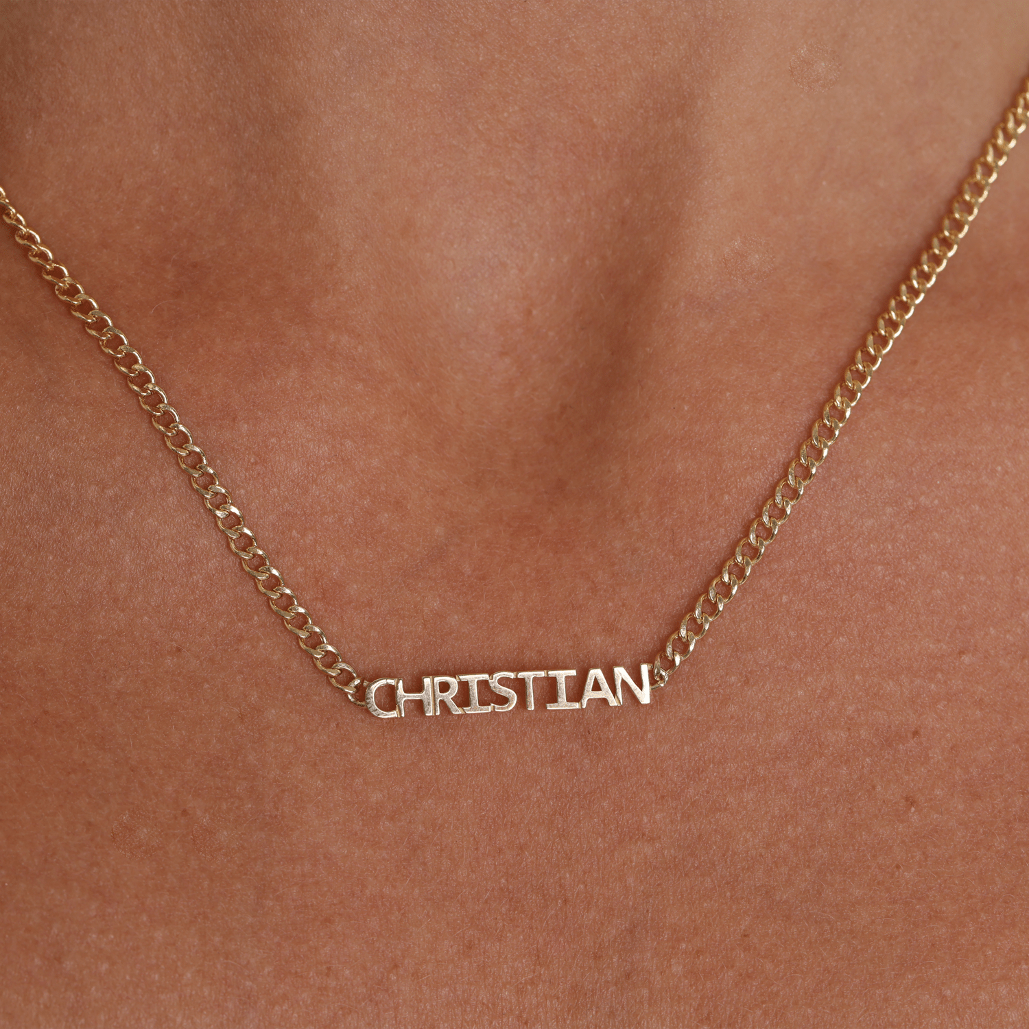 Mini Single Name Cuban Chain Necklace - Lotus Diamond
