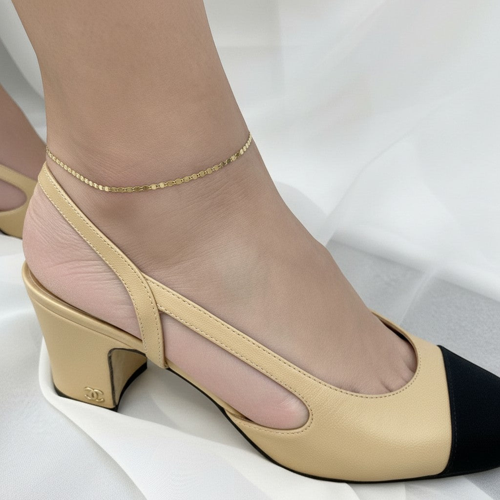 Mirror Chain Anklet - Lotus Diamond