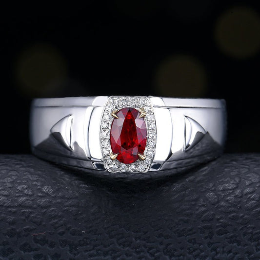 Mozambique Natural Pigeon Red Ruby Ring - Style G - Lotus Diamond