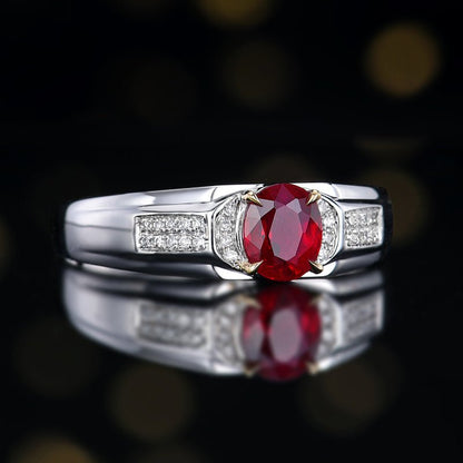 Mozambique Natural pigeon Red Ruby Ring - Style I - Lotus Diamond