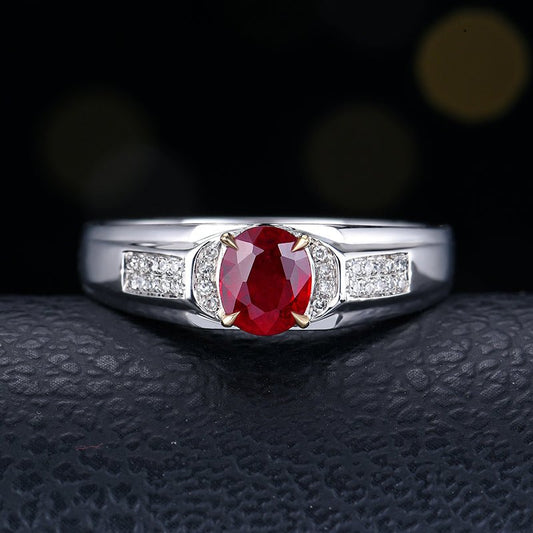 Mozambique Natural pigeon Red Ruby Ring - Style I - Lotus Diamond