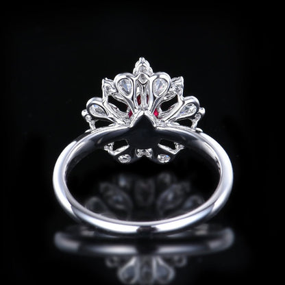 Mozambique Natural Unburned Pigeon Red Ruby Ring - Style H - Lotus Diamond