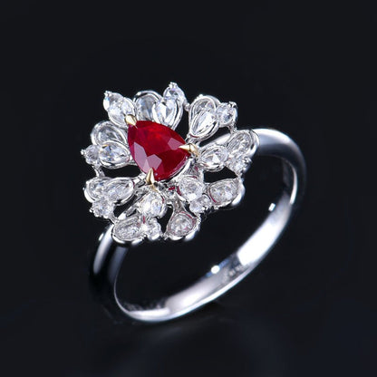 Mozambique Natural Unburned Pigeon Red Ruby Ring - Style H - Lotus Diamond