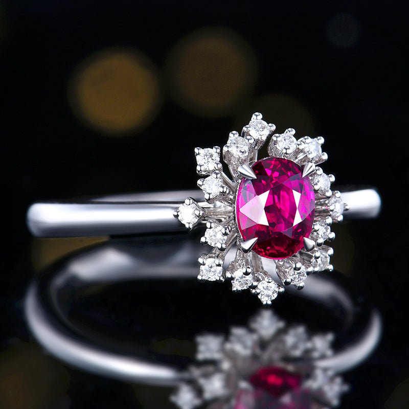 Mozambique Natural unburned Ruby Ring - Style C - Lotus Diamond