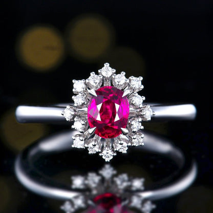 Mozambique Natural unburned Ruby Ring - Style C - Lotus Diamond