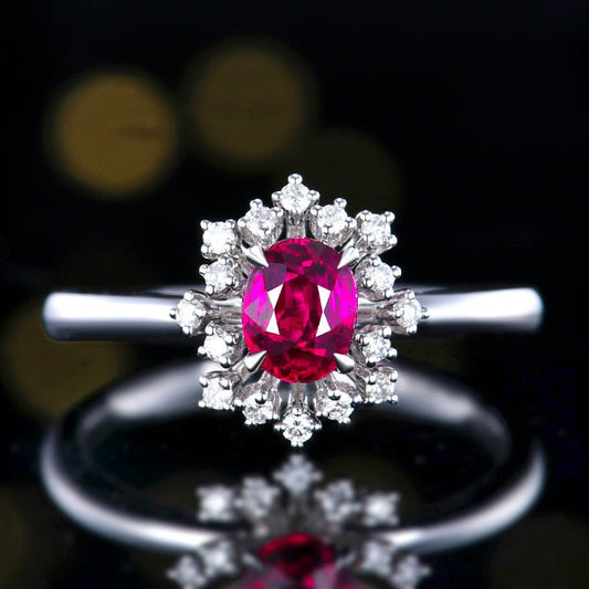 Mozambique Natural unburned Ruby Ring - Style C - Lotus Diamond