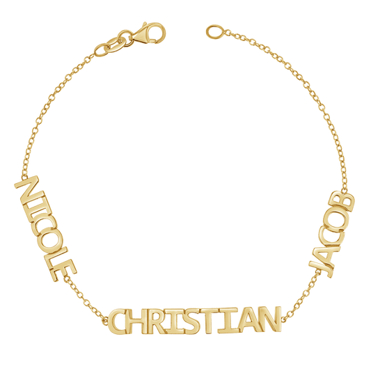 Multi Block Letter Name Bracelet - Lotus Diamond