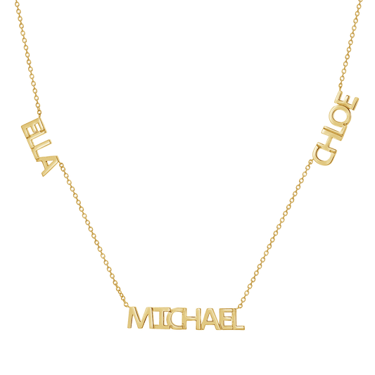 Multi Block Letter Name Necklace - Lotus Diamond