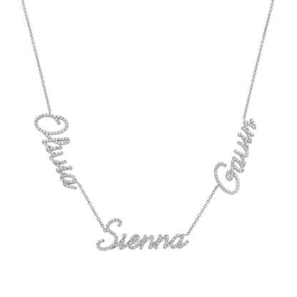 Multi Diamond Custom Script Name Necklace - Lotus Diamond