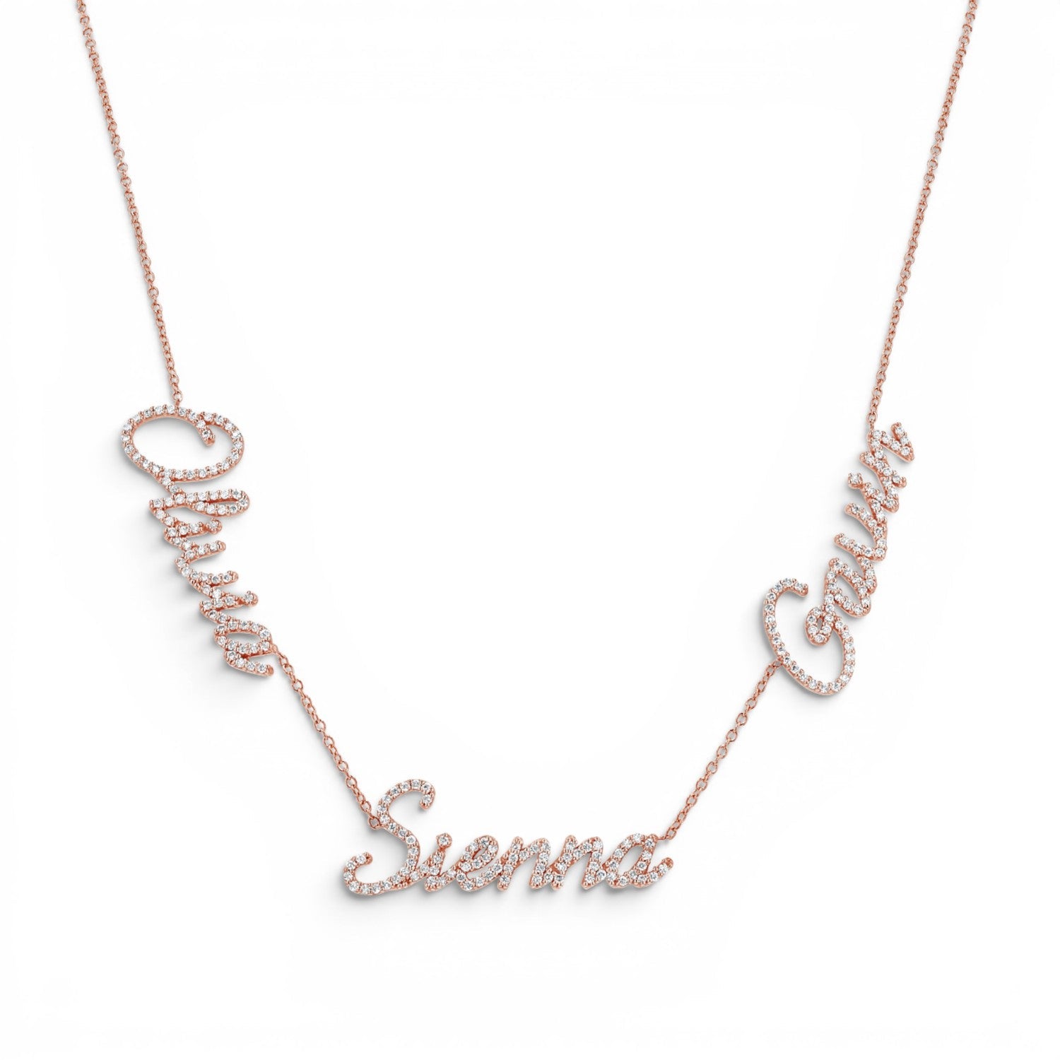 Multi Diamond Custom Script Name Necklace - Lotus Diamond