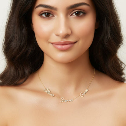 Multi Diamond Custom Script Name Necklace - Lotus Diamond